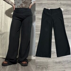 New Gap Black Mineral Wash Wide Leg Dress Pants High Rise Sz 6‎ Loose Fit